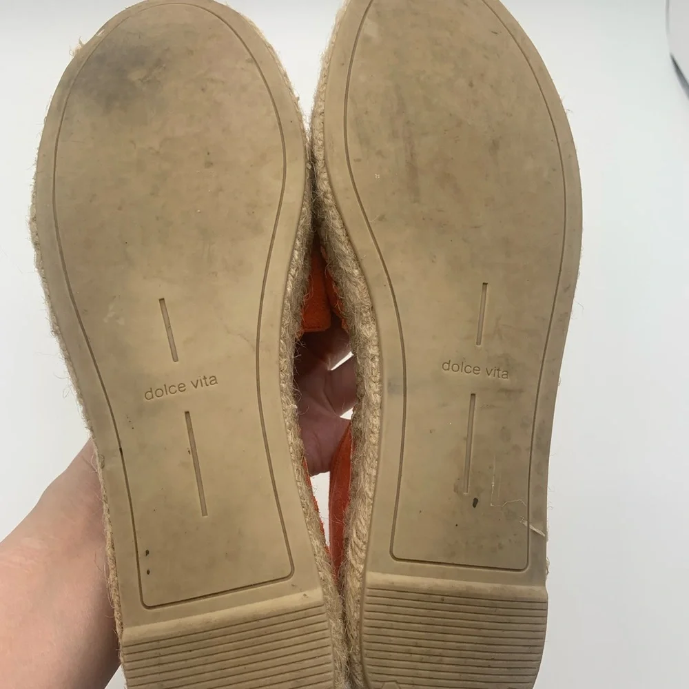 SH2 Dolce Vita Orange Suede Espadrille Flats Dorsay Slip On Shoes‎ Womens 6.5